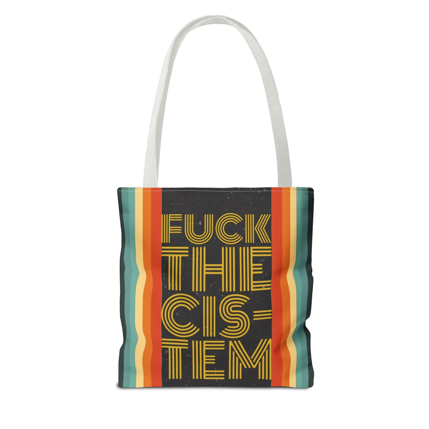 FUCK THE CIS-TEN Retro Striped Tote Bag - Stylish & Versatile Bag for Everyday Use