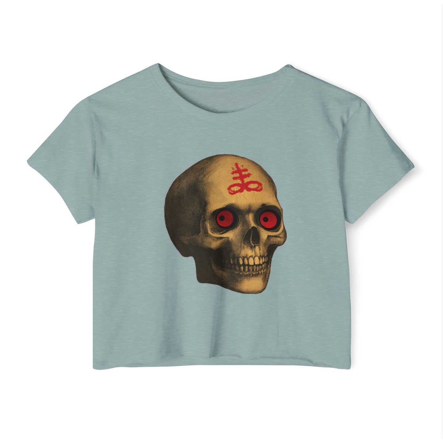 Leviathan Skull Crop Top - Vintage American Flag Design