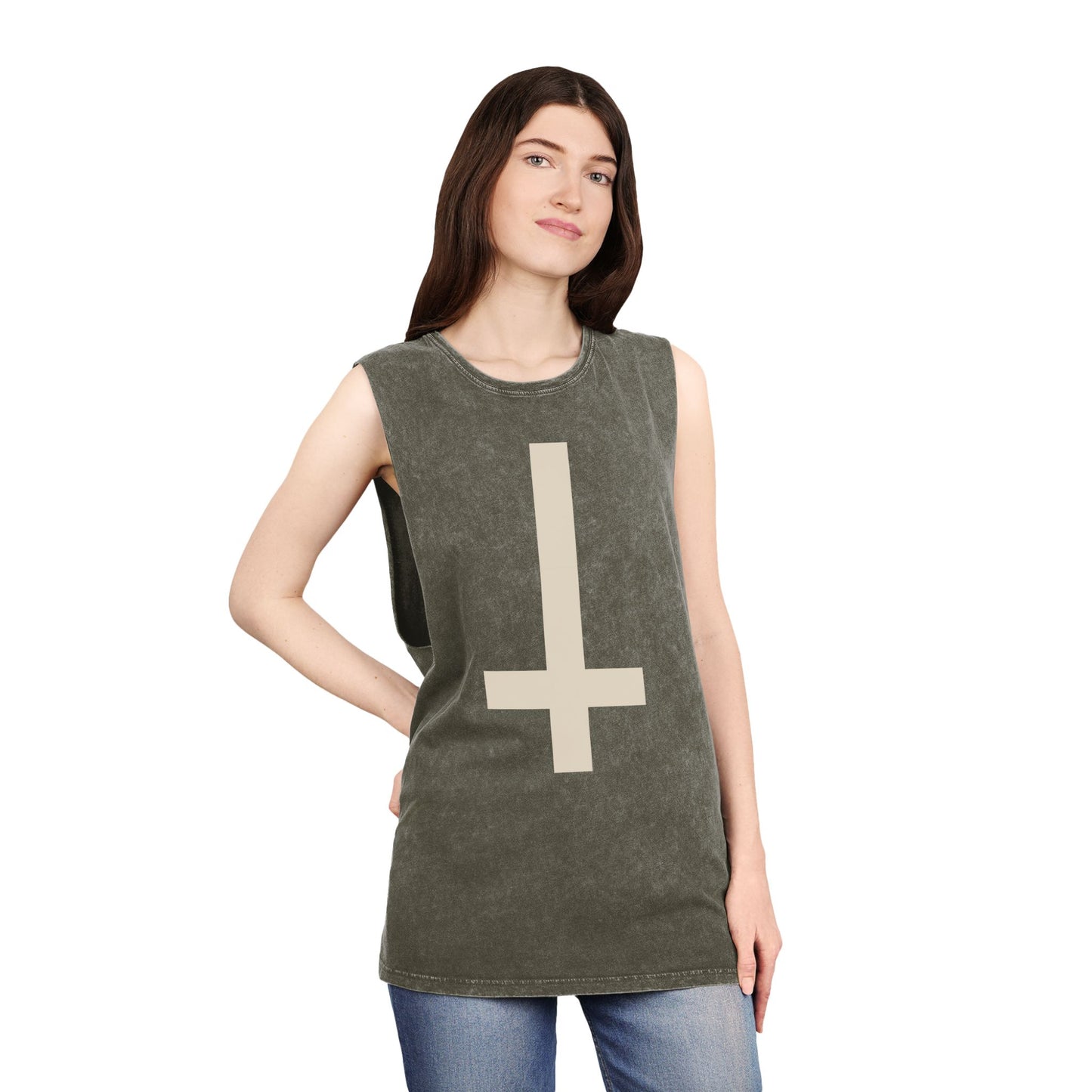 Fuck Theology Mineral Wash Muscle T-Shirt