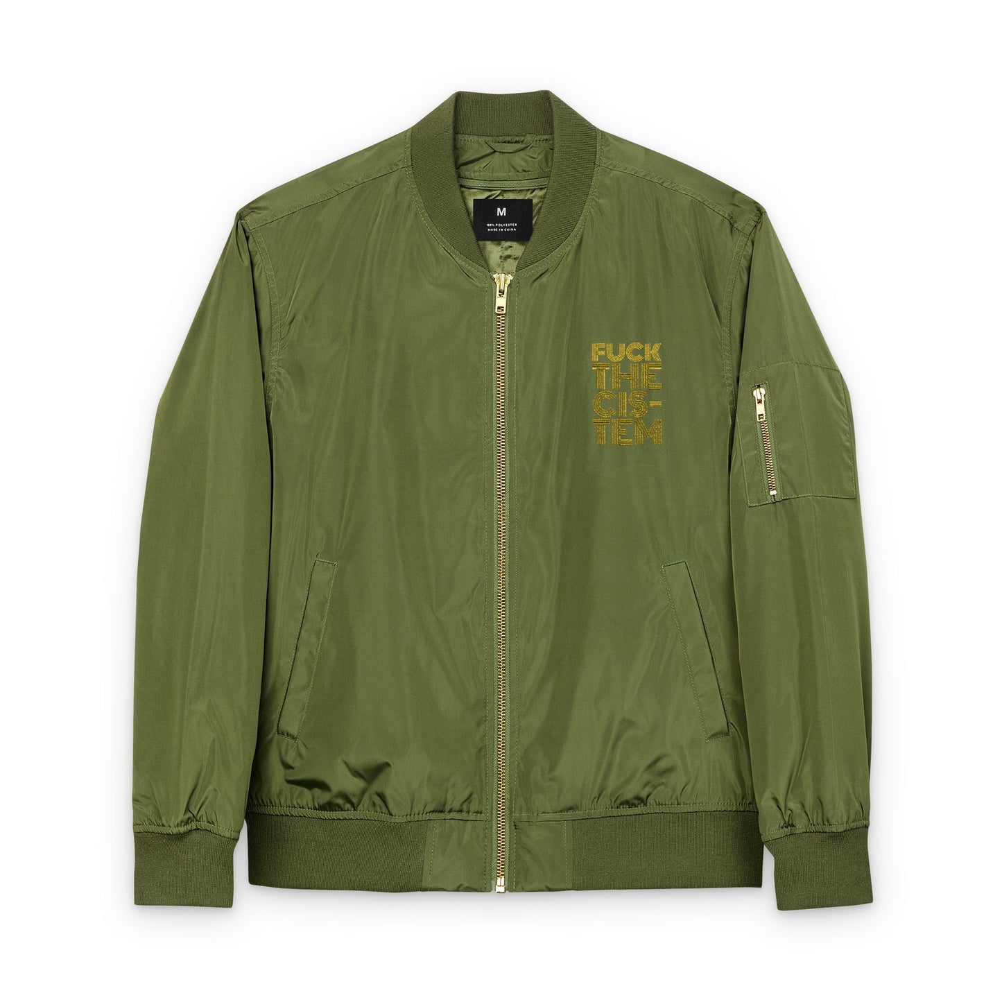 FUCK THE CIS-TEM Embroidered Recycled Eco Bomber Jacket