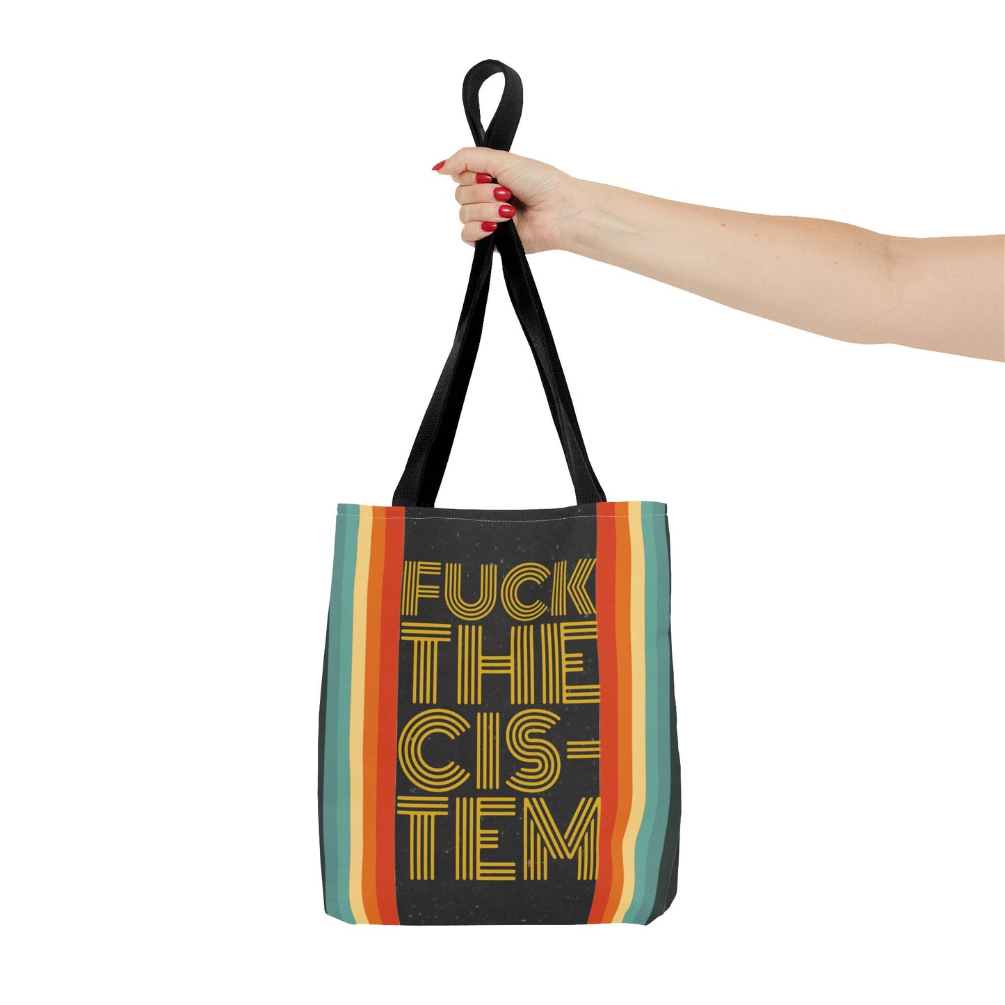 FUCK THE CIS-TEN Retro Striped Tote Bag - Stylish & Versatile Bag for Everyday Use