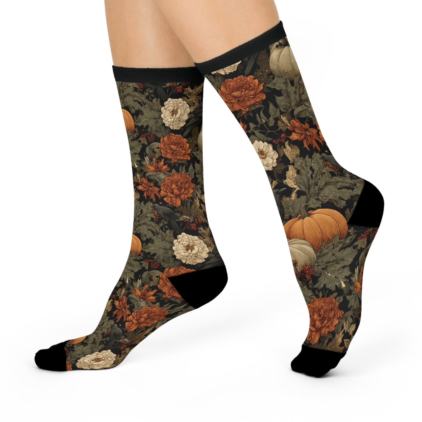 Samhain Corvus Crew Socks | Cozy Footwear, Cute Gift, Fall Fashion, Festive Accessories, Pumpkin Enthusiasts