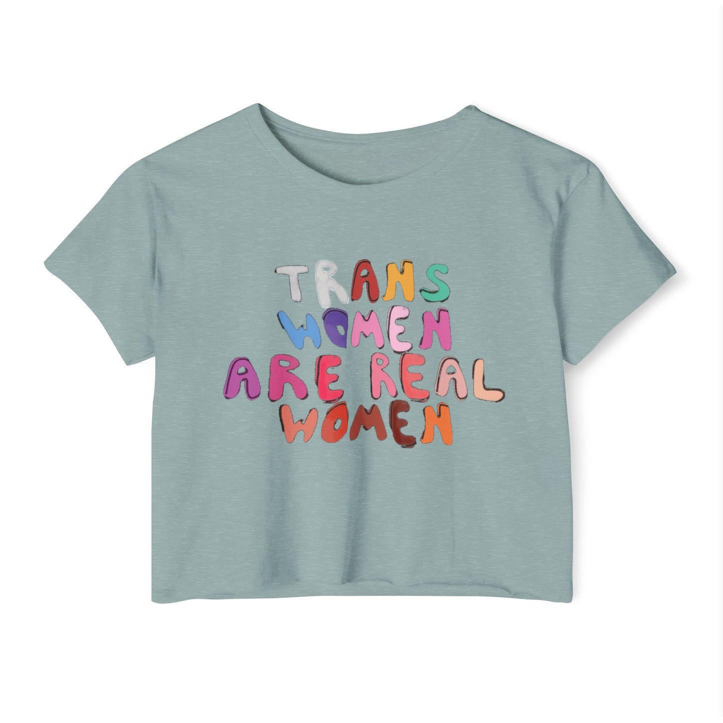 Trans Women Are Real Women Crop Top - Vintage American Flag Design
