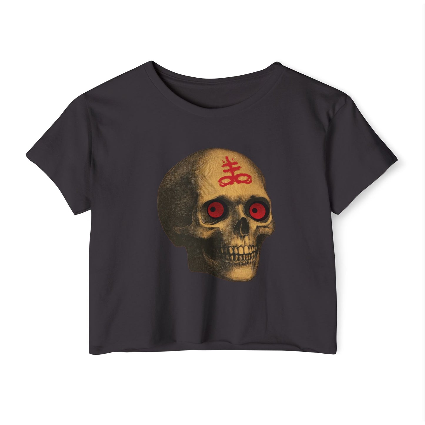 Leviathan Skull Crop Top - Vintage American Flag Design
