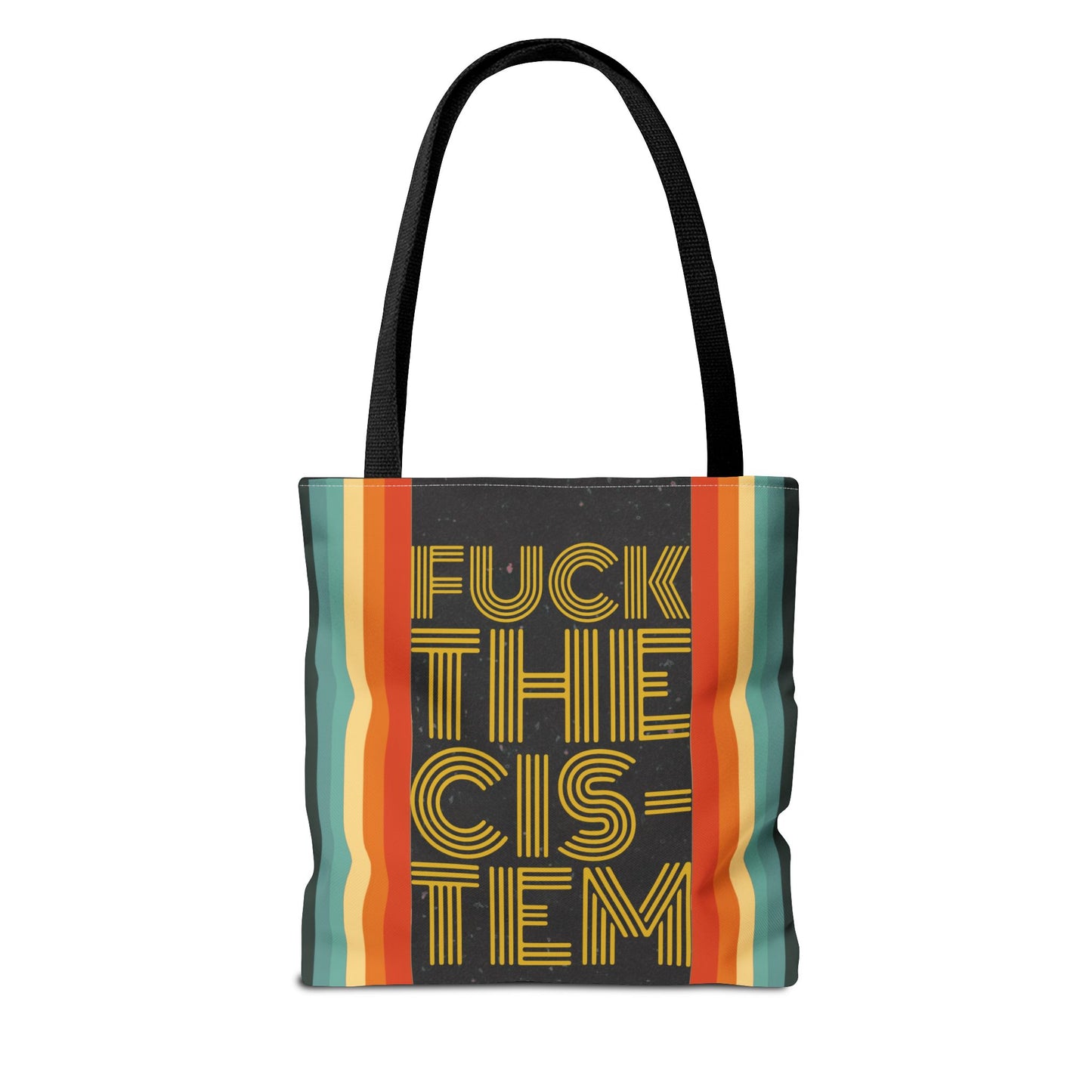 FUCK THE CIS-TEN Retro Striped Tote Bag - Stylish & Versatile Bag for Everyday Use