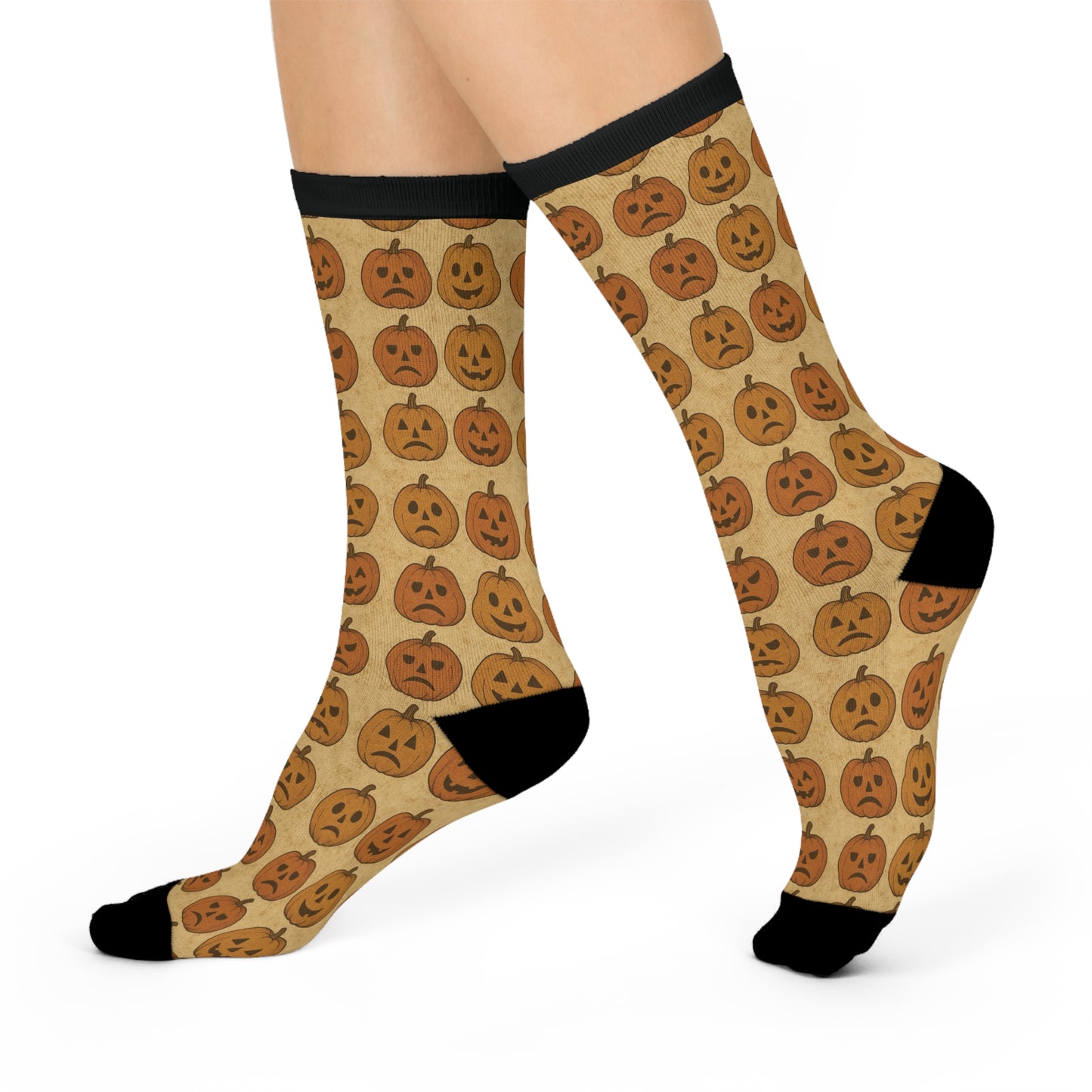 Vintage Jack-O-Lanterns Crew Socks | Cozy Footwear, Cute Gift, Fall Fashion, Festive Accessories, Pumpkin Enthusiasts