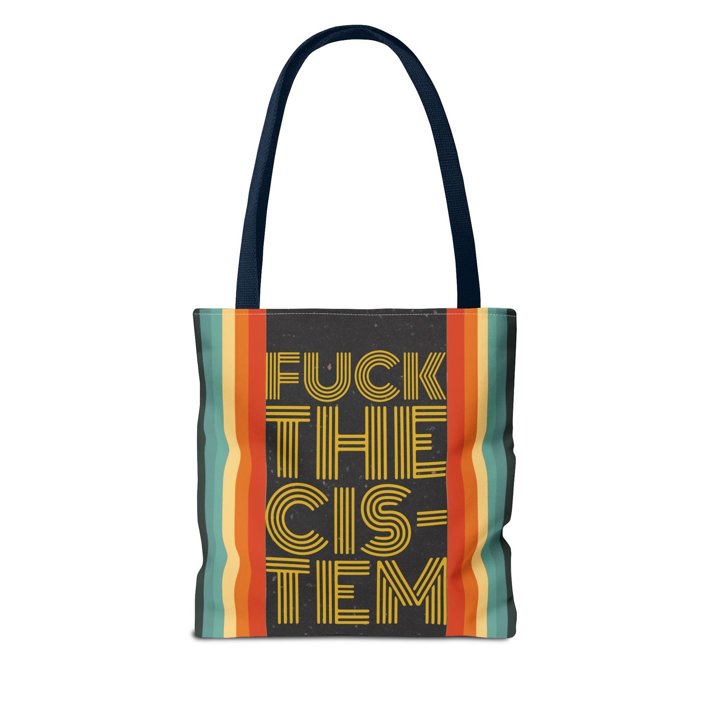 FUCK THE CIS-TEN Retro Striped Tote Bag - Stylish & Versatile Bag for Everyday Use