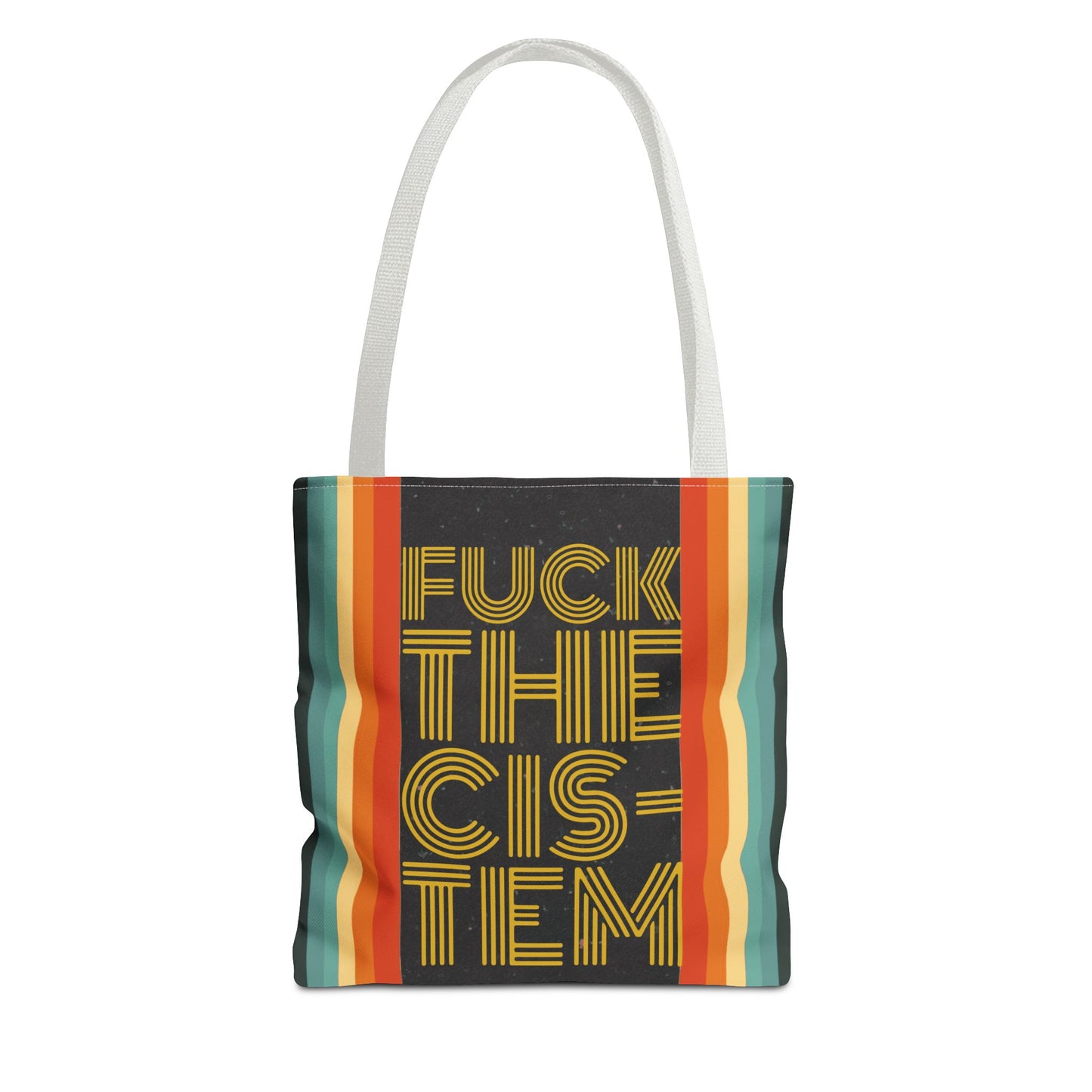 FUCK THE CIS-TEN Retro Striped Tote Bag - Stylish & Versatile Bag for Everyday Use