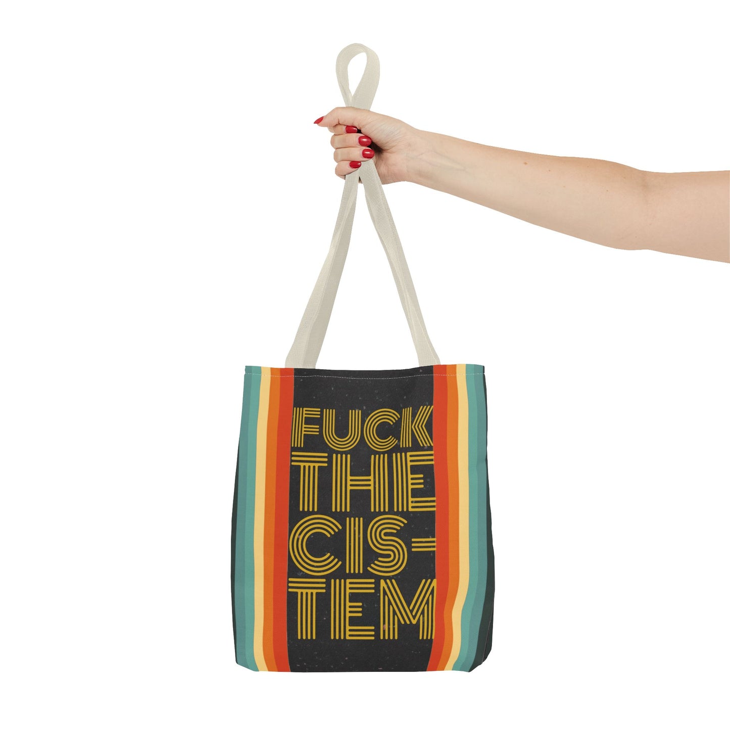 FUCK THE CIS-TEN Retro Striped Tote Bag - Stylish & Versatile Bag for Everyday Use