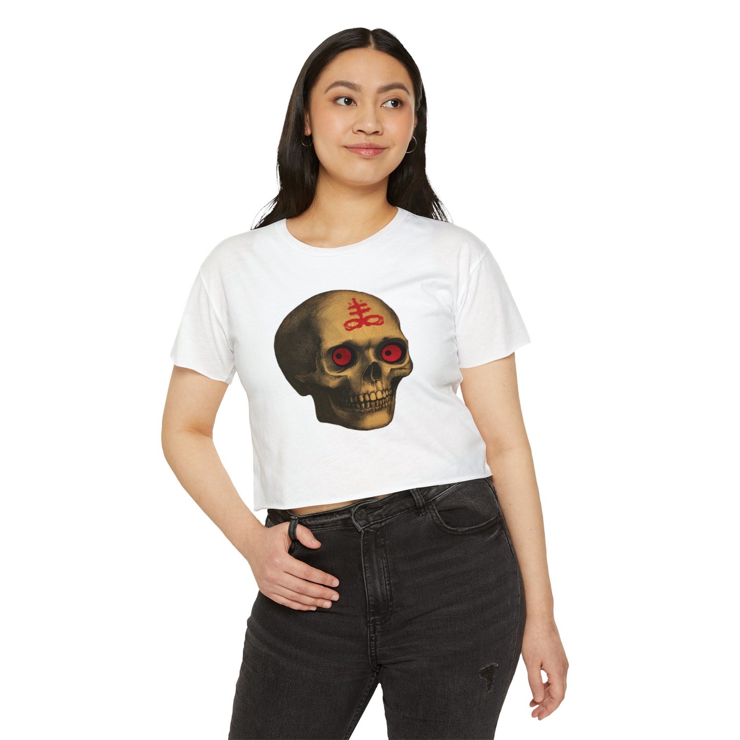 Leviathan Skull Crop Top - Vintage American Flag Design