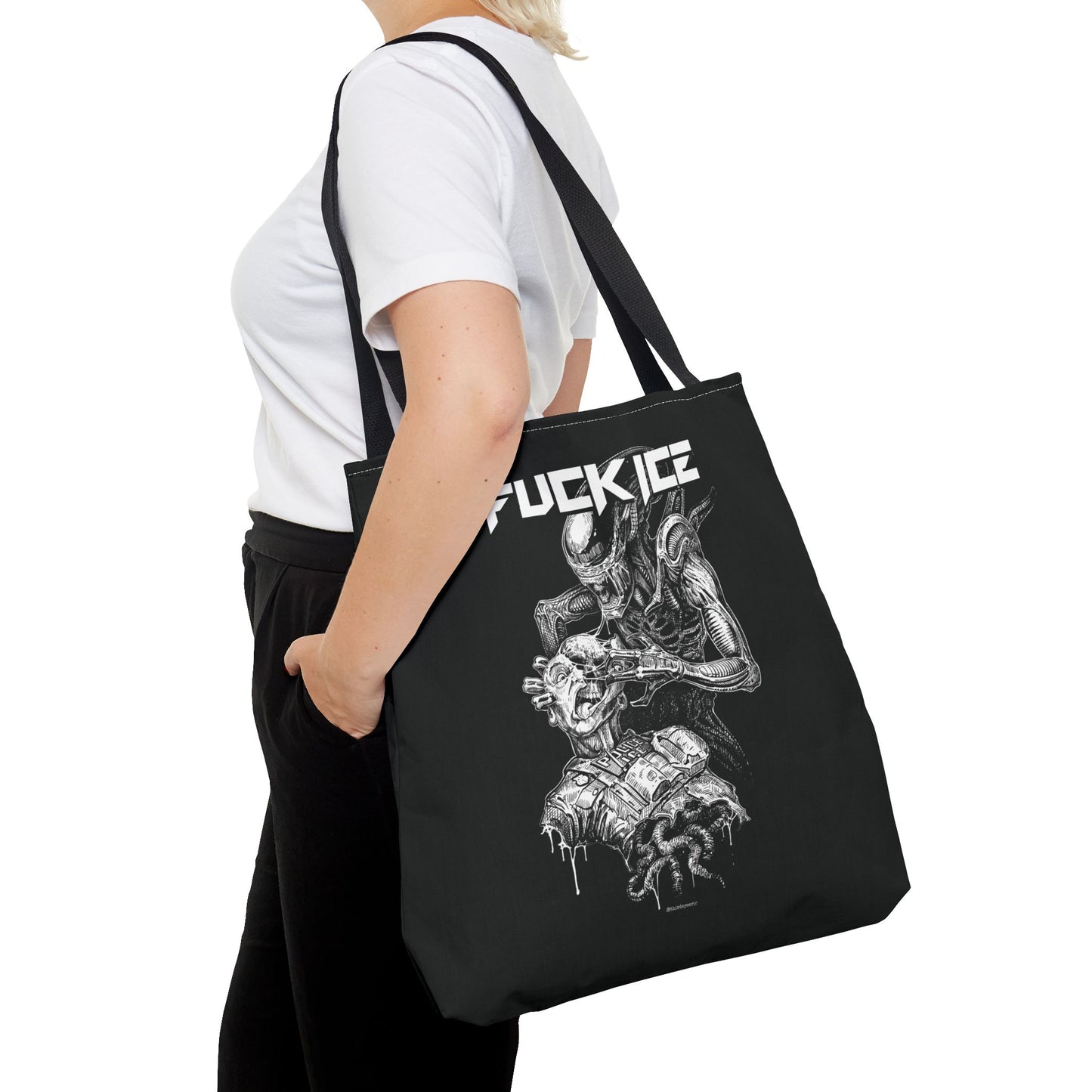 FUCK ICE Xenomorph Tote Bag by E.S.