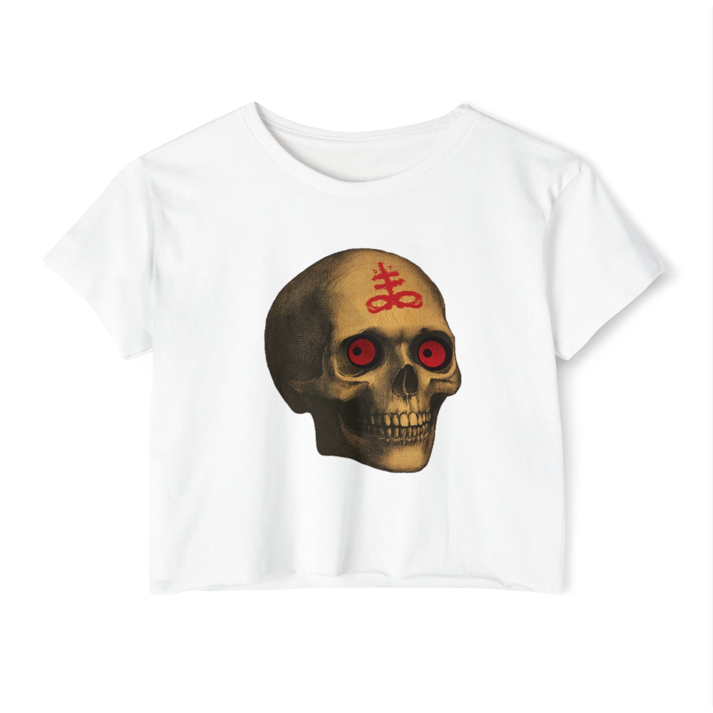 Leviathan Skull Crop Top - Vintage American Flag Design