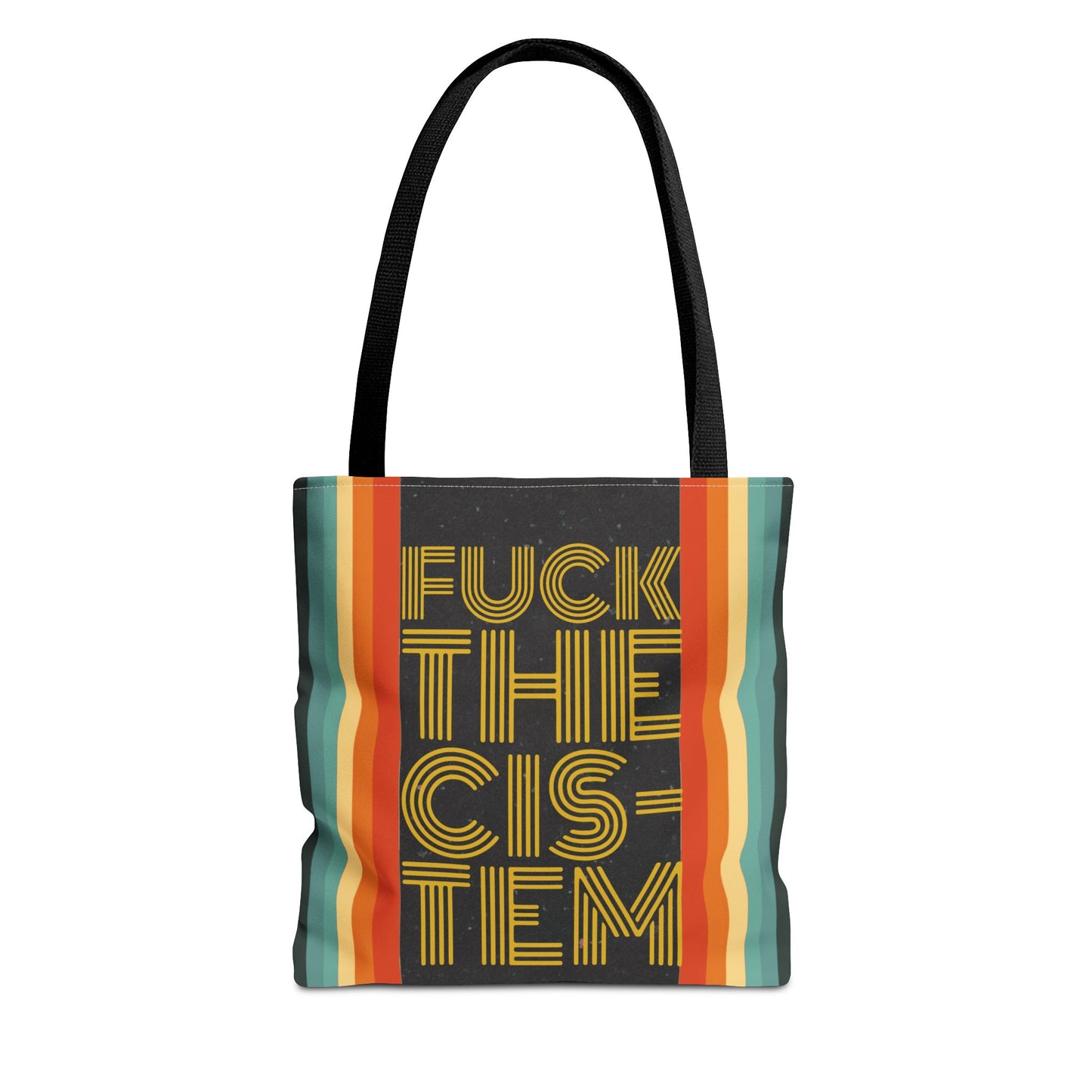 FUCK THE CIS-TEN Retro Striped Tote Bag - Stylish & Versatile Bag for Everyday Use