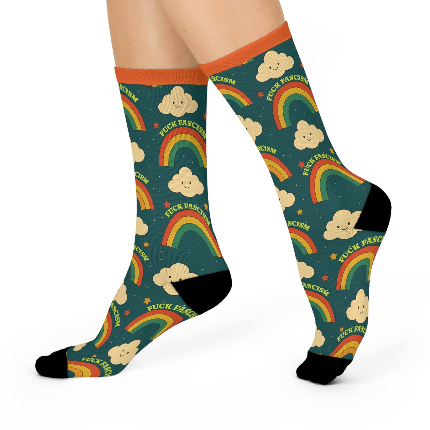 Happy Vintage Cloud & Rainbow Crew Socks