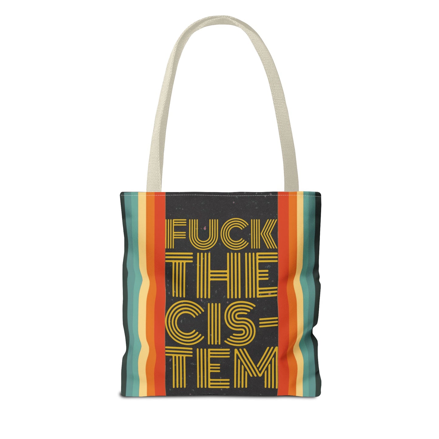 FUCK THE CIS-TEN Retro Striped Tote Bag - Stylish & Versatile Bag for Everyday Use