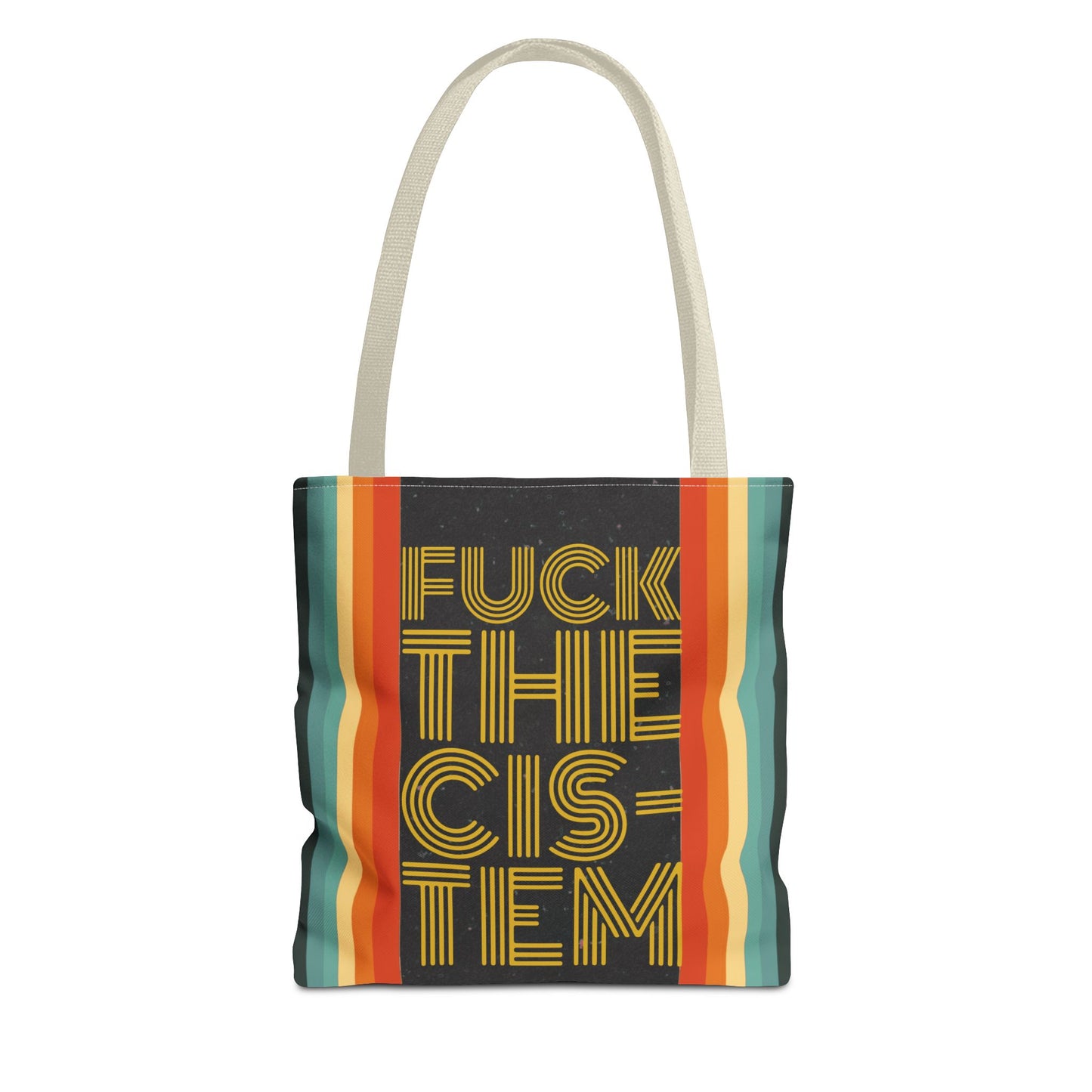 FUCK THE CIS-TEN Retro Striped Tote Bag - Stylish & Versatile Bag for Everyday Use
