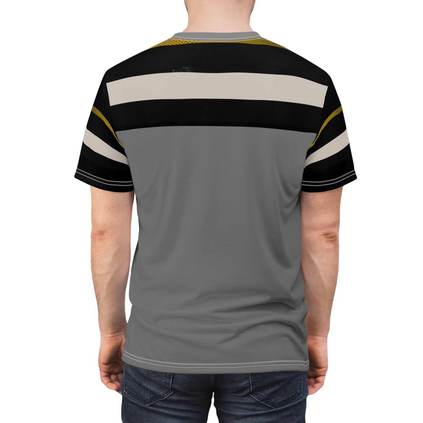 Mens Gray Saddle Stripe Tee