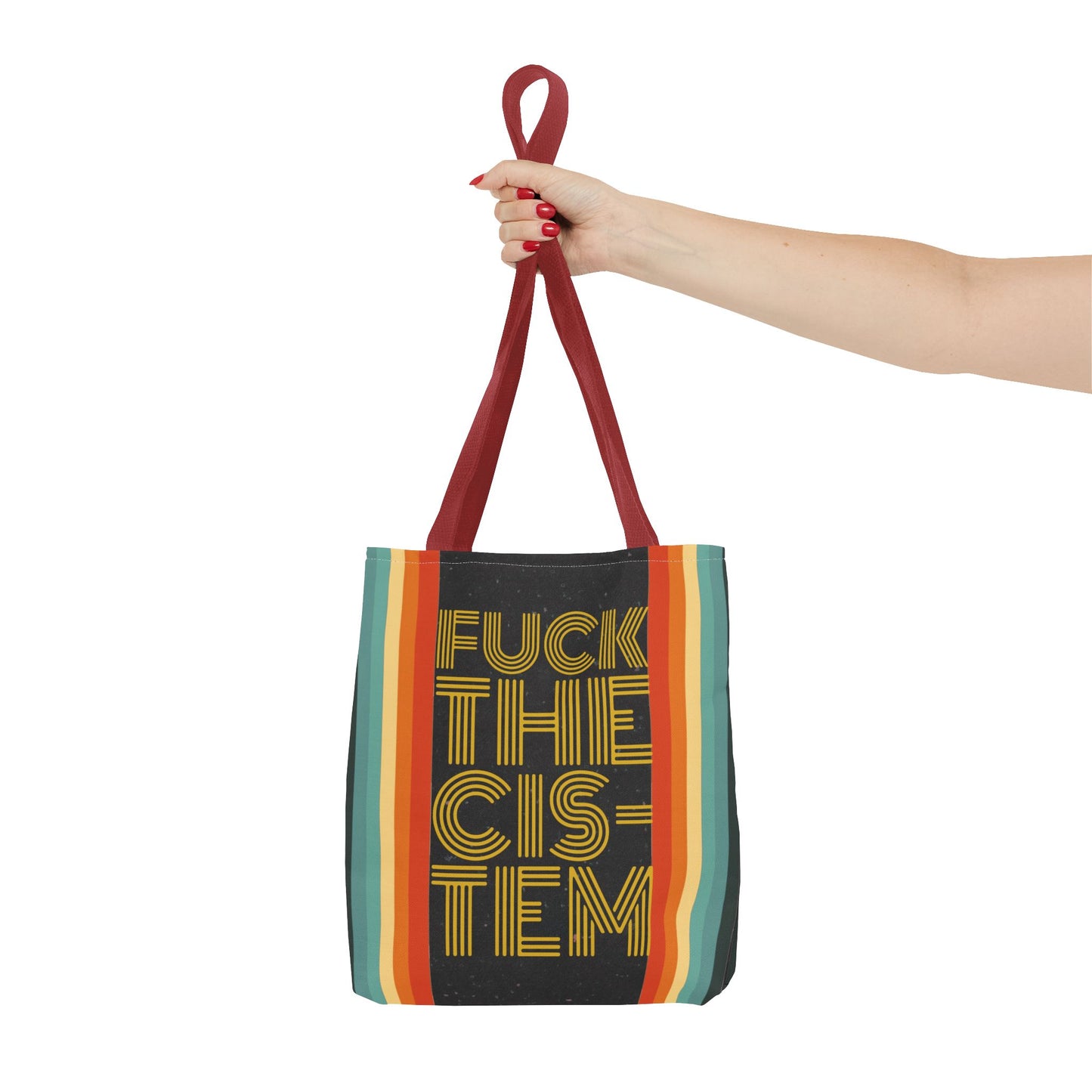FUCK THE CIS-TEN Retro Striped Tote Bag - Stylish & Versatile Bag for Everyday Use