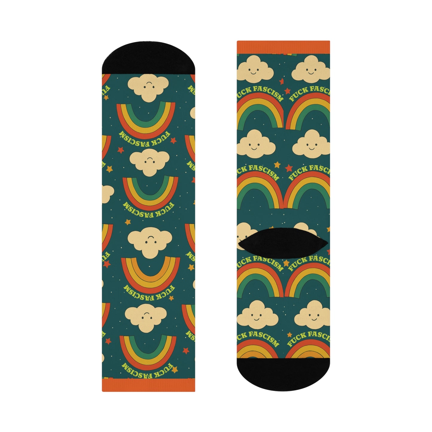 Happy Vintage Cloud & Rainbow Crew Socks