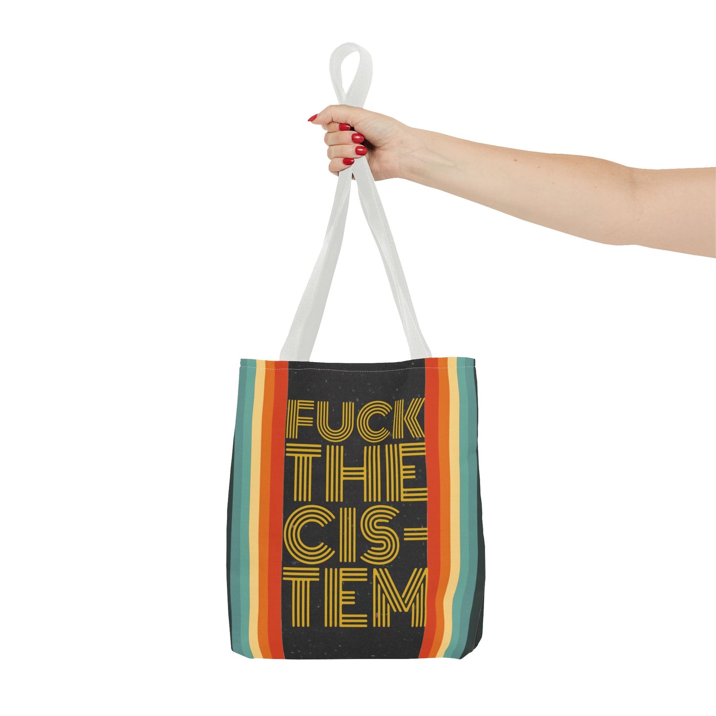 FUCK THE CIS-TEN Retro Striped Tote Bag - Stylish & Versatile Bag for Everyday Use