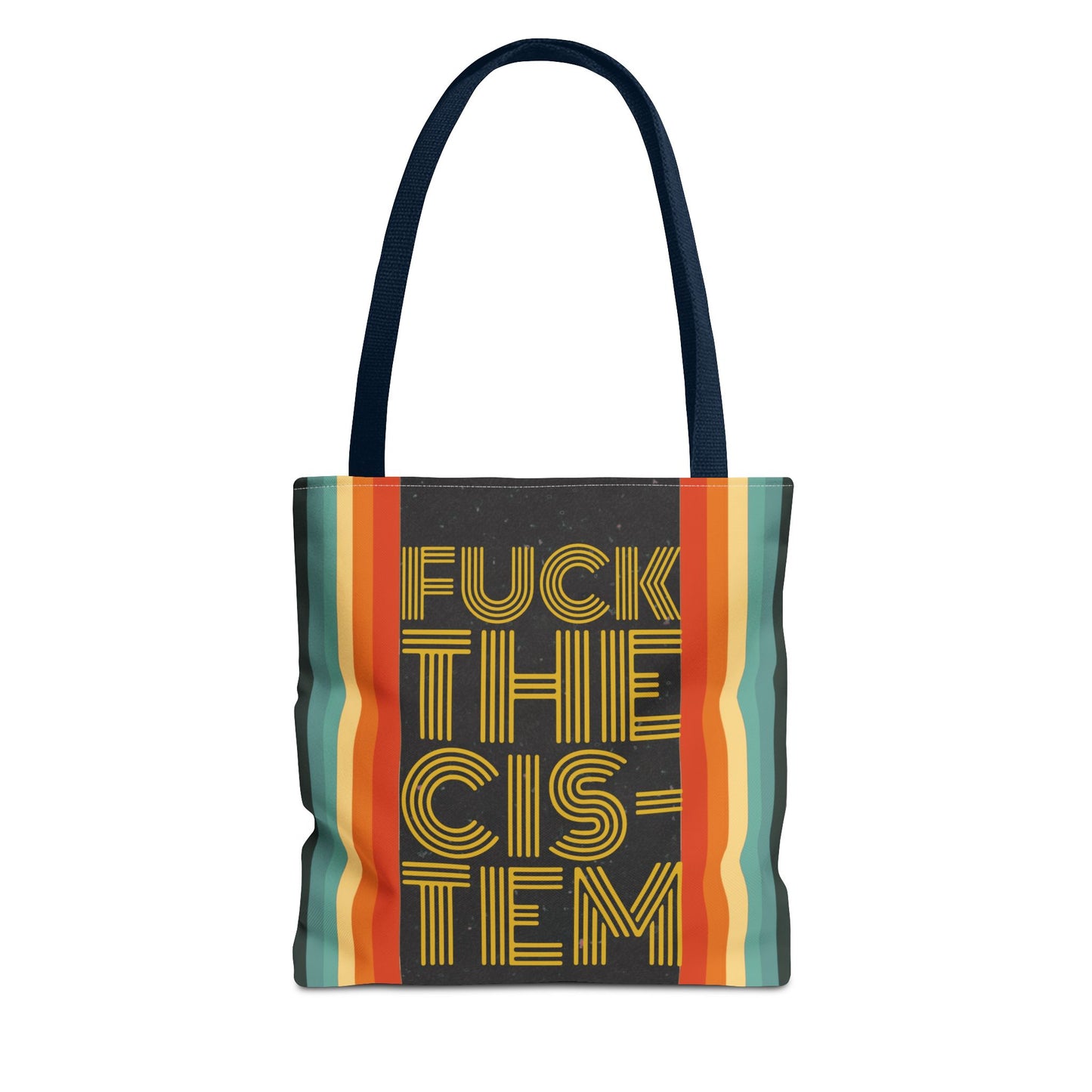 FUCK THE CIS-TEN Retro Striped Tote Bag - Stylish & Versatile Bag for Everyday Use