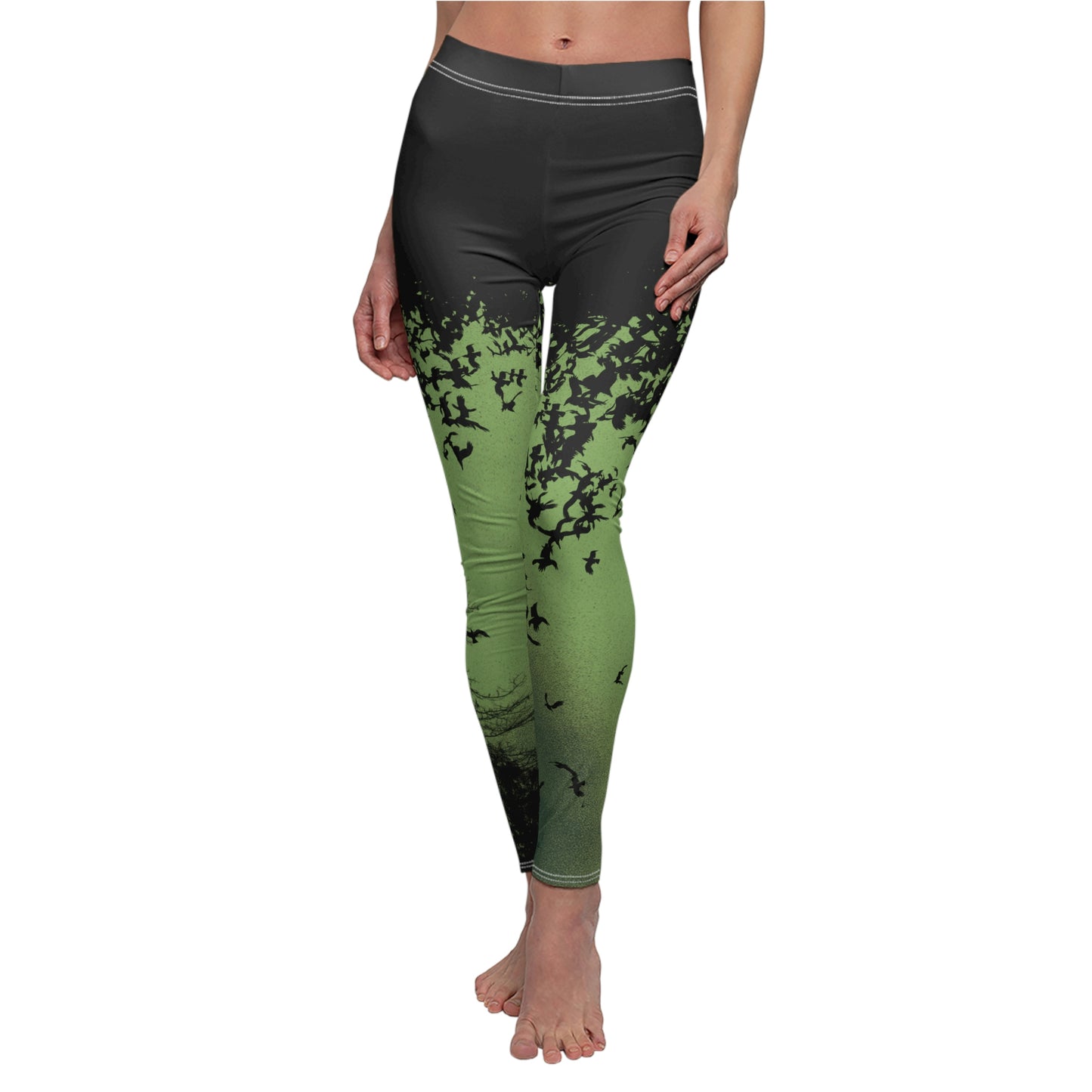 Murder of Crows Green and Black Leggings