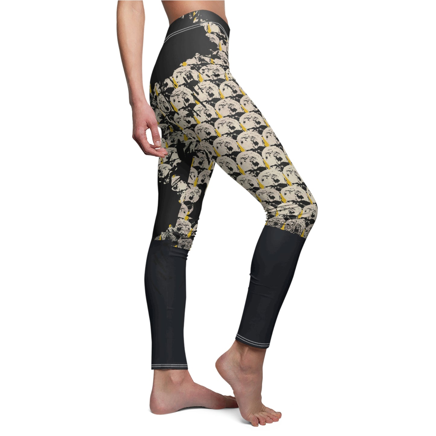Women's Mustard Skull Print Leggings