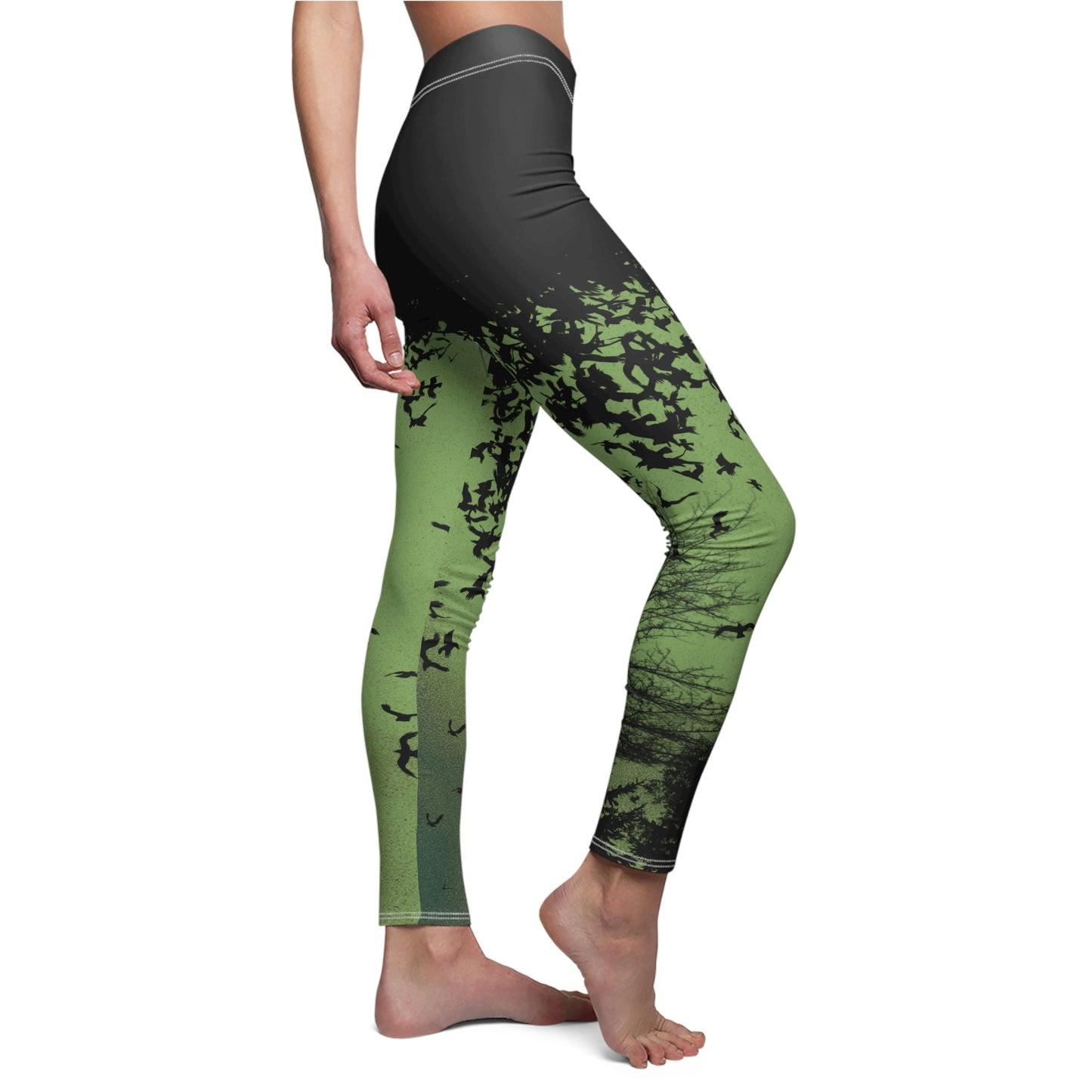 Murder of Crows Green and Black Leggings