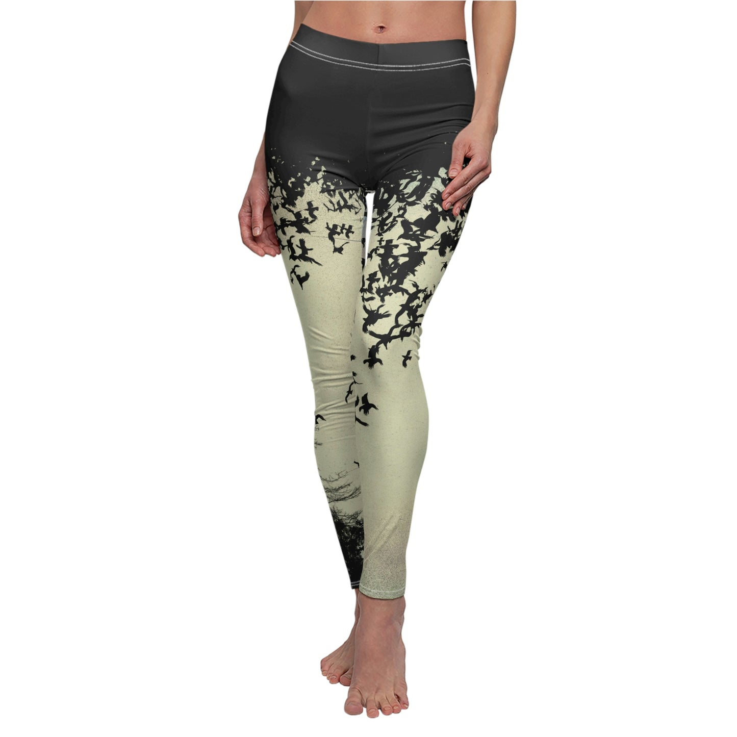 Murder of Crows Cream and Black Leggings