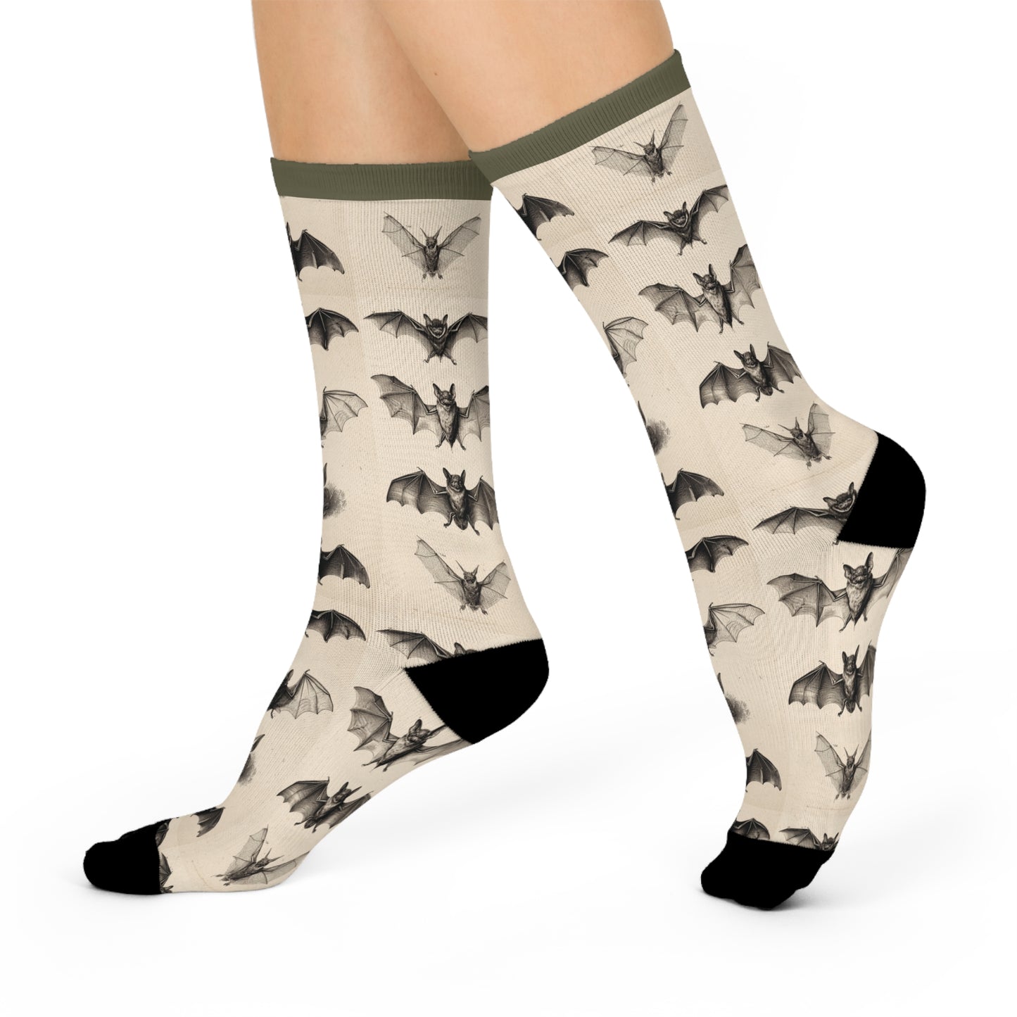 Bat (Chiroptera) Scientific Illustration Crew Socks
