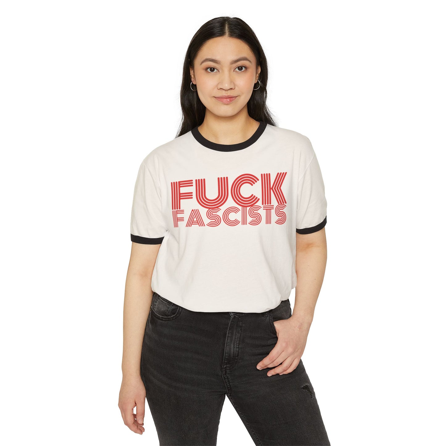 Fuck Fascists Unisex Cotton Ringer T-Shirt
