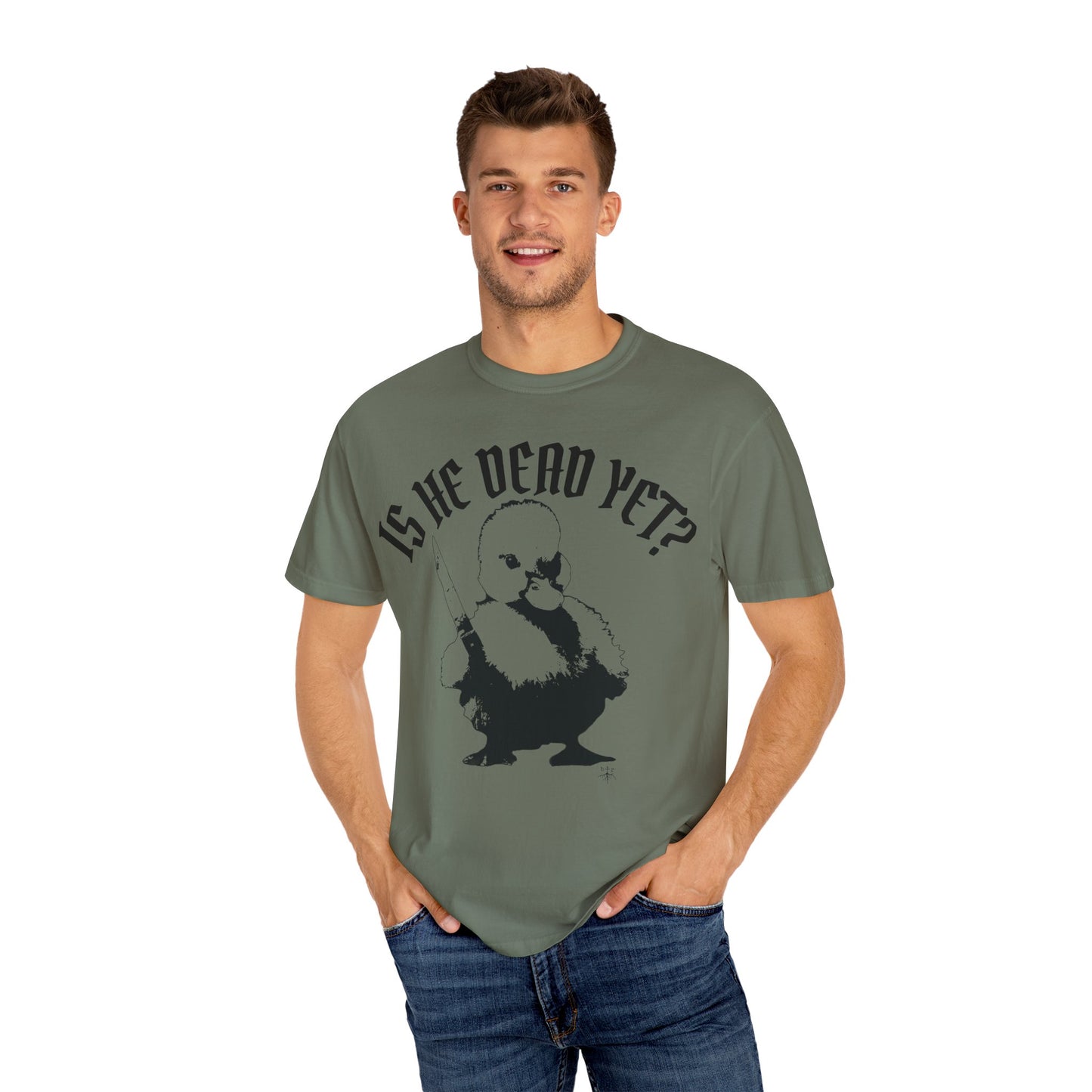 Is He Dead Yet? Contrast Unisex T-Shirt