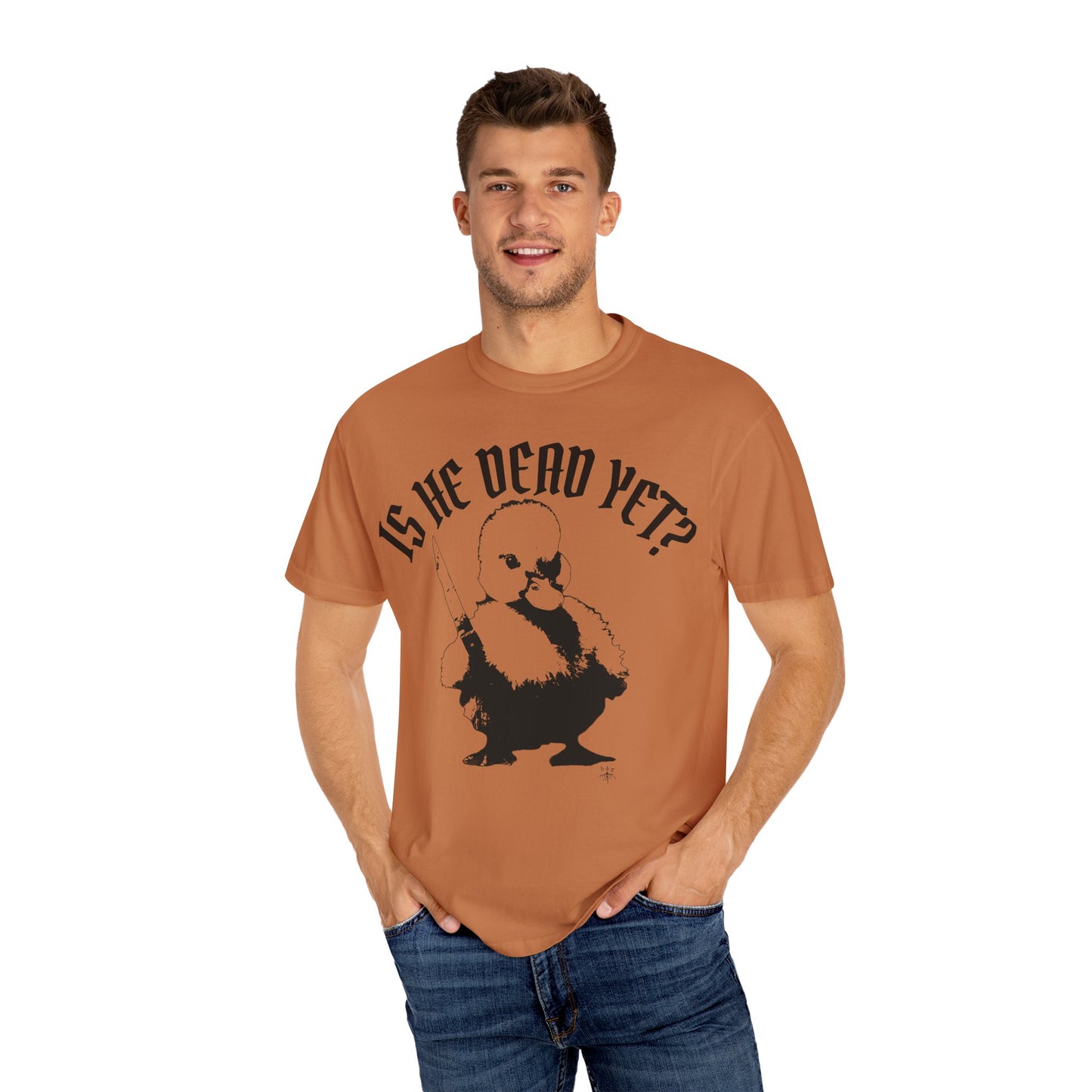 Is He Dead Yet? Contrast Unisex T-Shirt