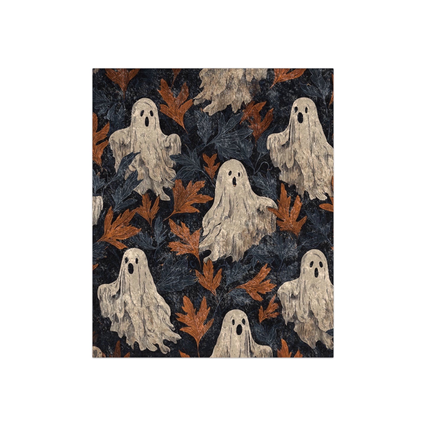 Spooky Autumn Ghost Velvet Blanket