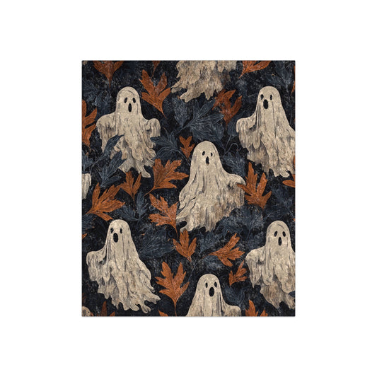 Spooky Autumn Ghost Velvet Blanket