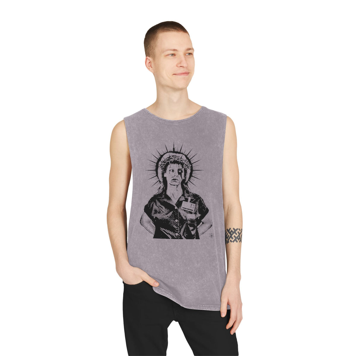 DIED FOR YOUR SINS AILEEN MINERAL WASH MUSCLE TEE
