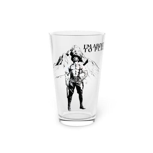 Lederhosen Bear Pint Glass, 16oz - I'm About To Peak