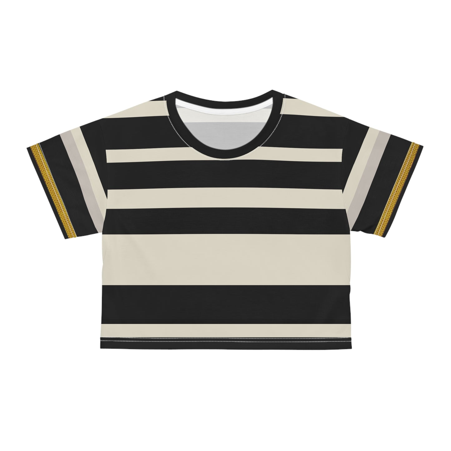 Cream and Black Stripe Crop Tee