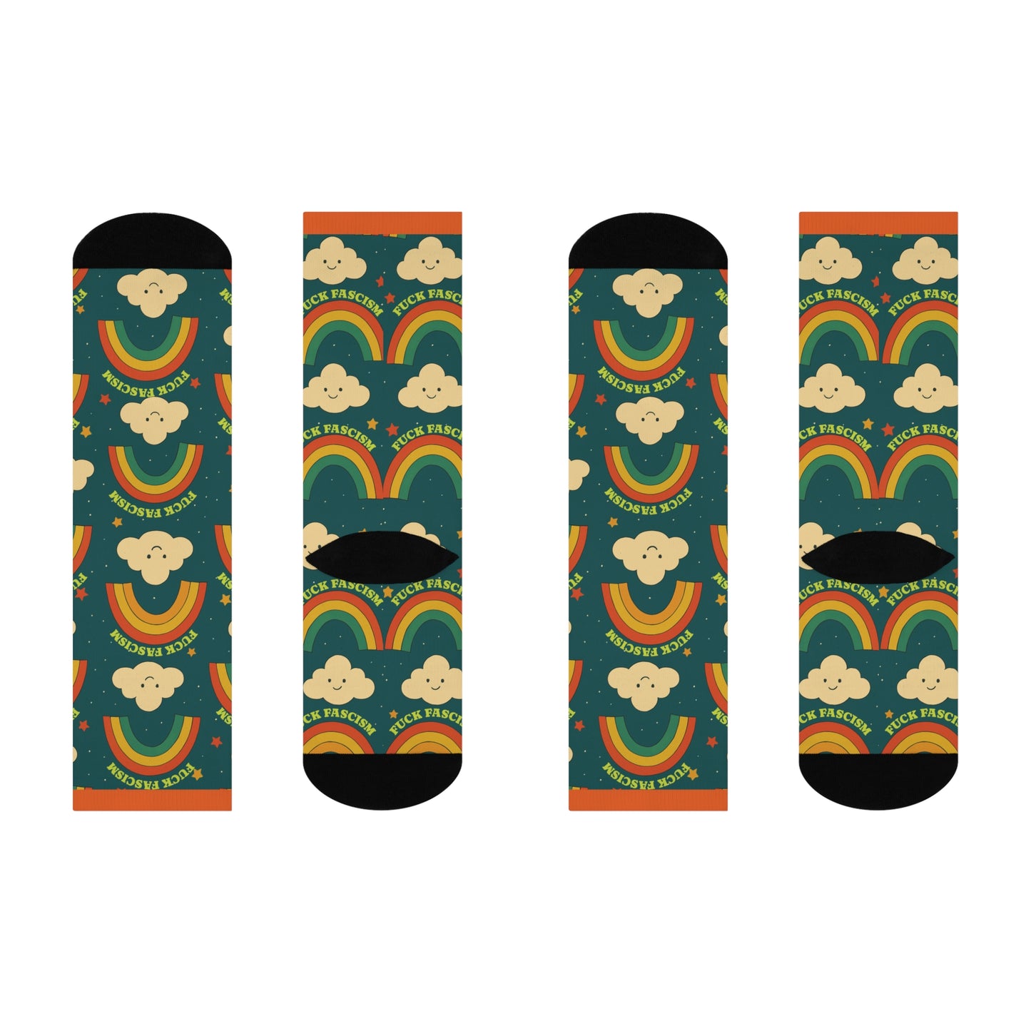 Happy Vintage Cloud & Rainbow Crew Socks