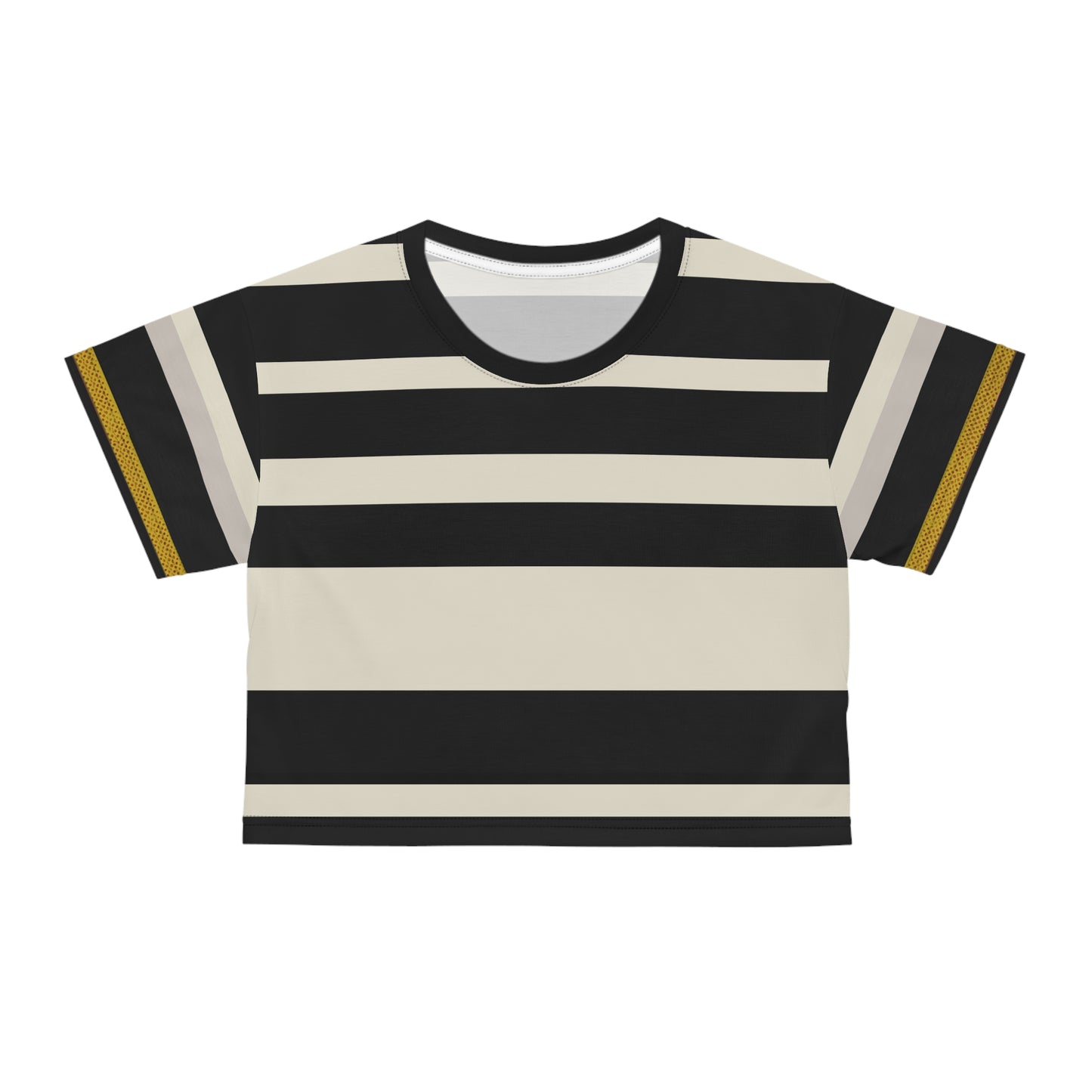 Cream and Black Stripe Crop Tee