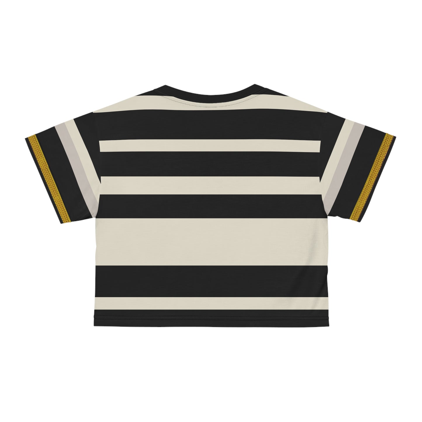 Cream and Black Stripe Crop Tee