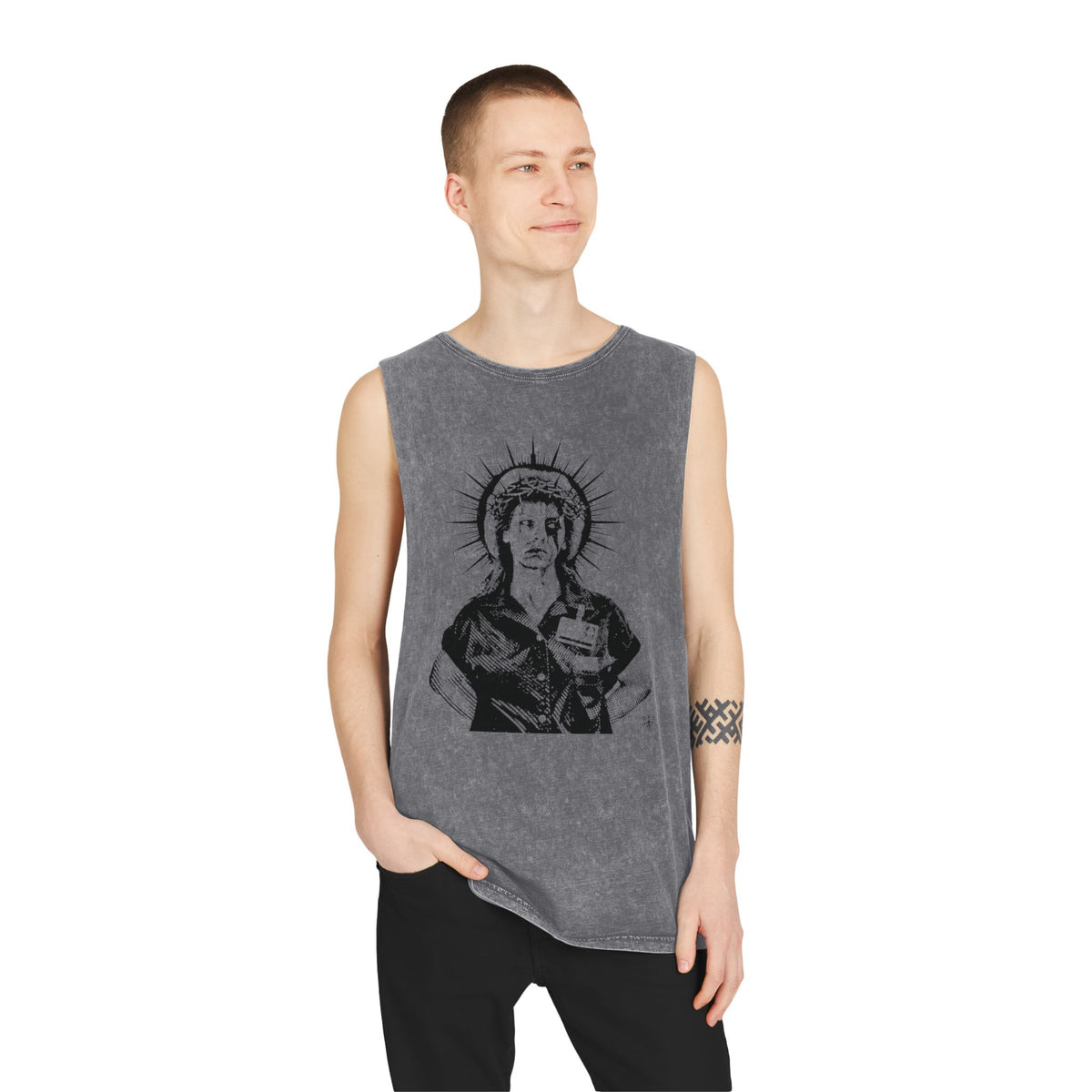 DIED FOR YOUR SINS AILEEN MINERAL WASH MUSCLE TEE