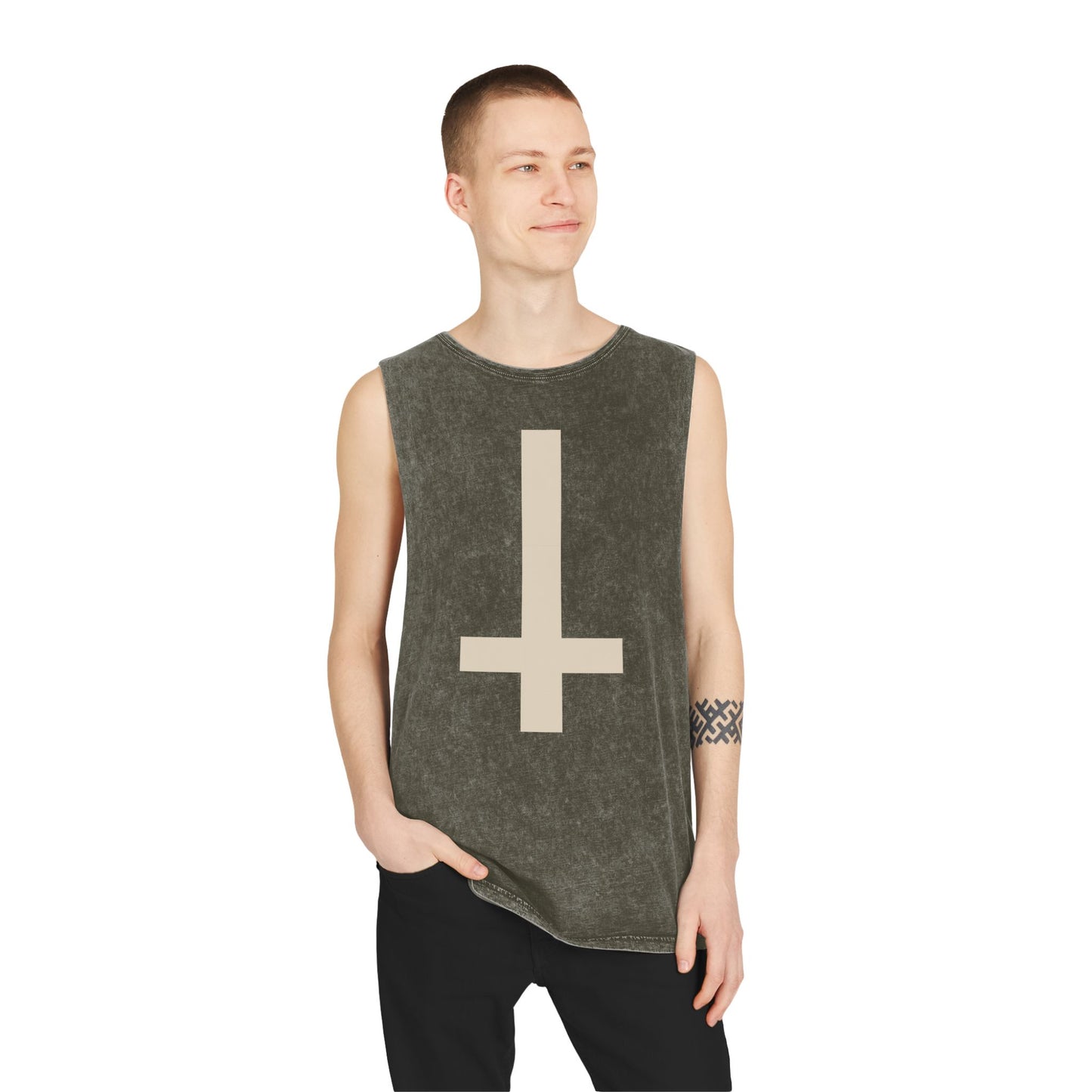 Fuck Theology Mineral Wash Muscle T-Shirt