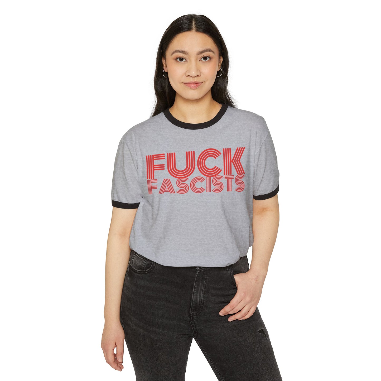 Fuck Fascists Unisex Cotton Ringer T-Shirt