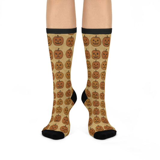 Vintage Jack-O-Lanterns Crew Socks | Cozy Footwear, Cute Gift, Fall Fashion, Festive Accessories, Pumpkin Enthusiasts