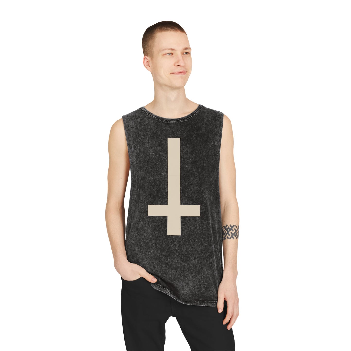 Fuck Theology Mineral Wash Muscle T-Shirt