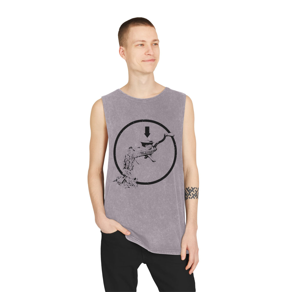 FREE P*SSY MEAT GRINDR MINERAL WASH MUSCLE TEE