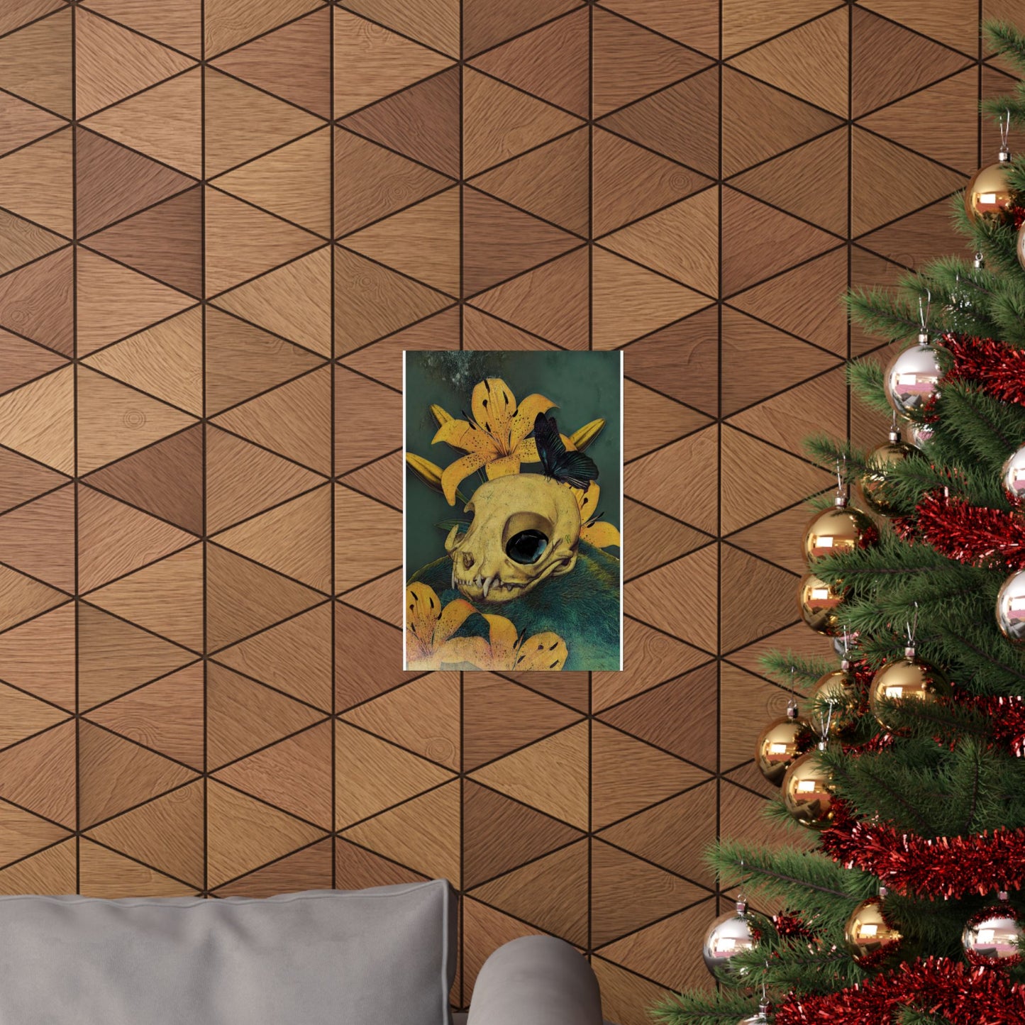 Cat and Lilies (Premium Matte Fine Art Poster)