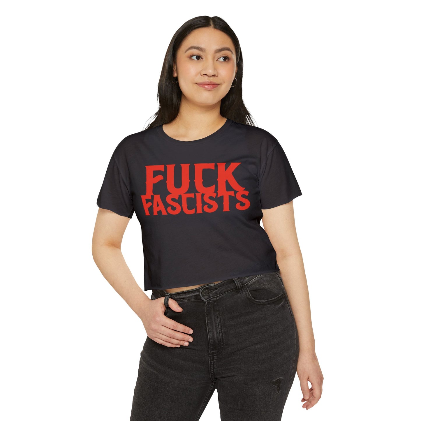 Fuck Fascist Crop Top - Vintage American Flag Design