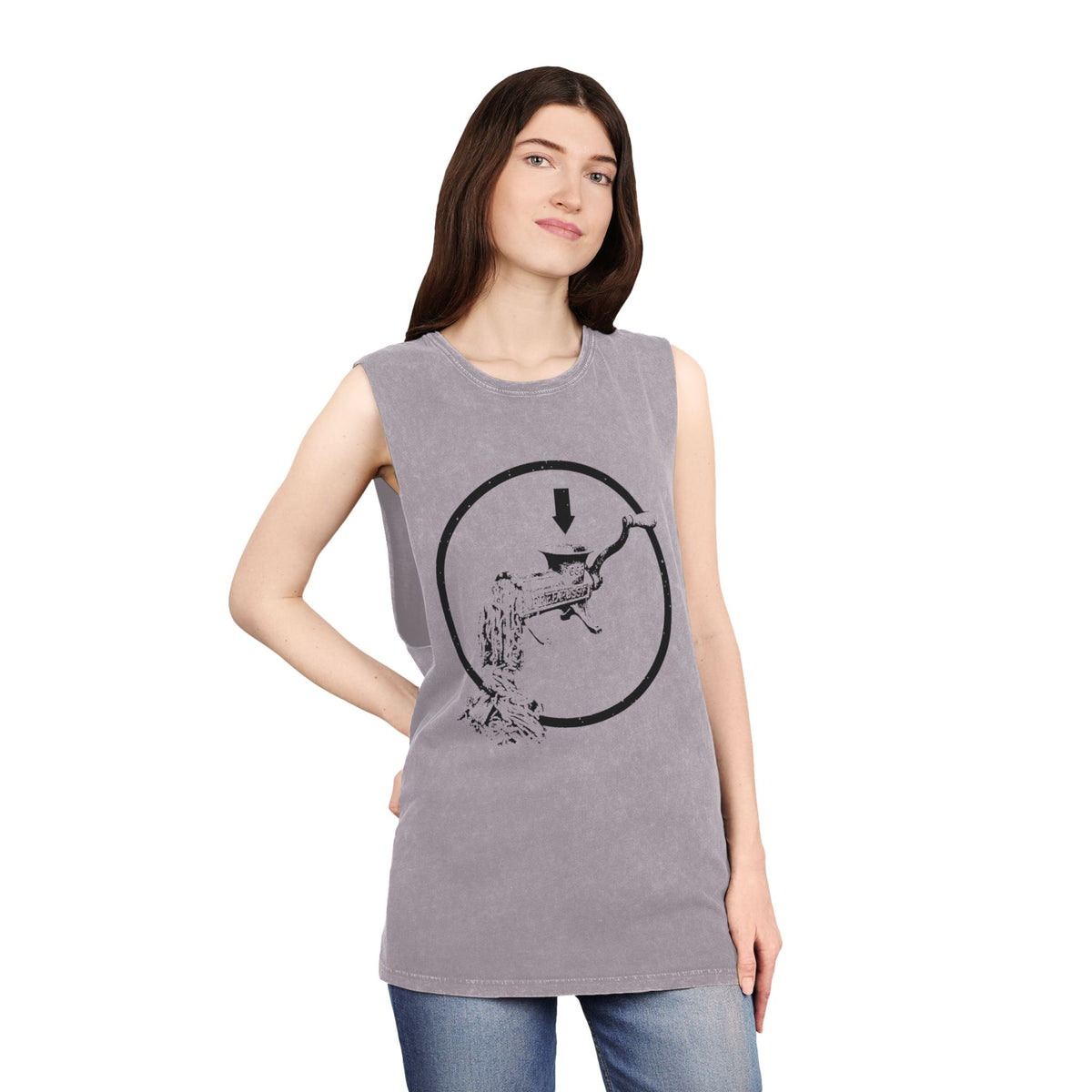 FREE P*SSY MEAT GRINDR MINERAL WASH MUSCLE TEE